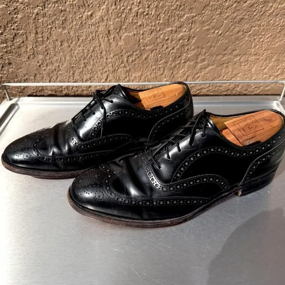 Johnston and Murphy Black Leather Oxford Dress Shoes - Size 10 1/2 D/B